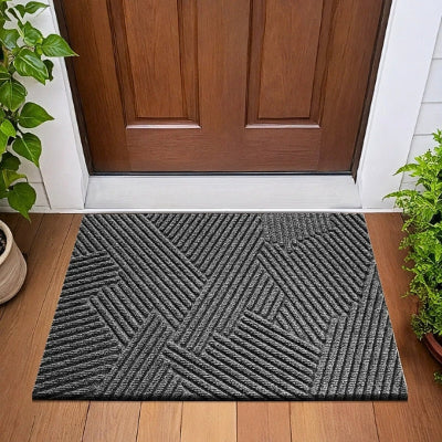 Tapis entrée intérieur tapis antidérapant et anti-poussière geometrique gris