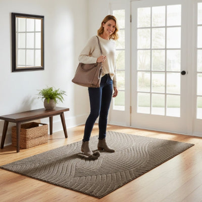 tapis entrée tapis antidérapant et anti-poussière miroir plante verte