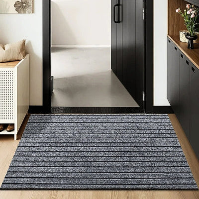 Tapis entrée intérieur tapis antidérapant et anti-poussière rainuré gris