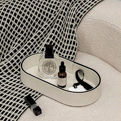 vide poche cuir ovale coloris blanc