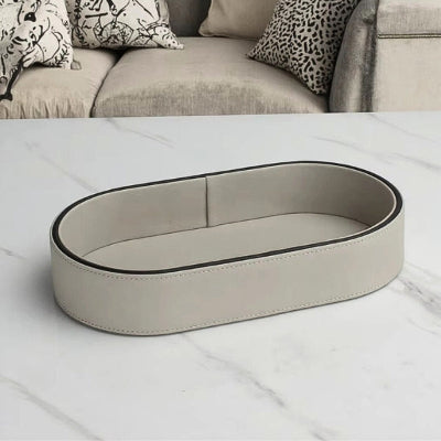 vide poche cuir ovale coloris gris